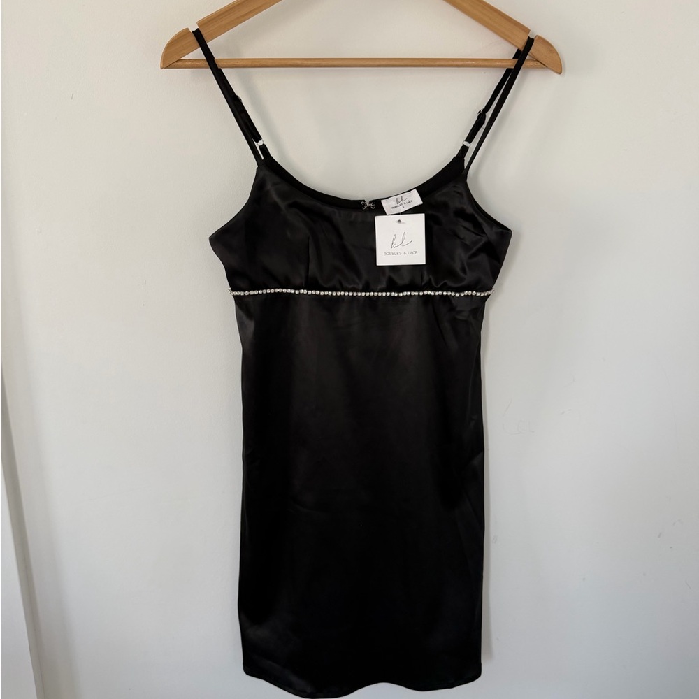 Chic Black Satin Mini Dress